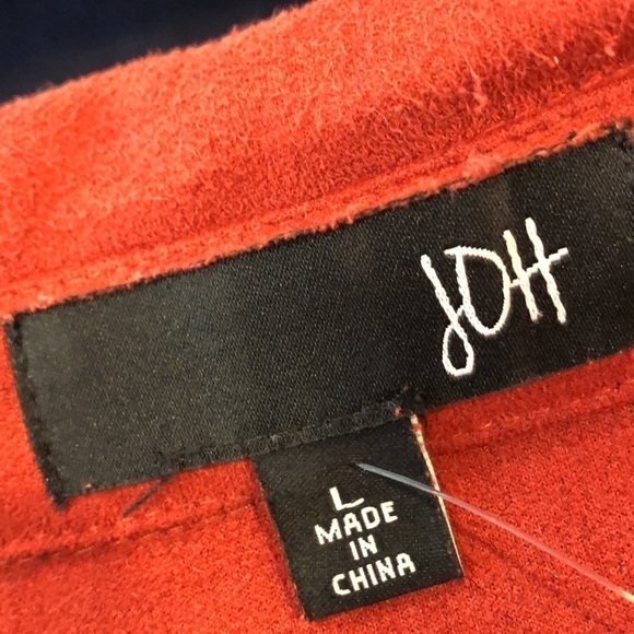 Western Faux Suede Fringed  Shacket Jacket Rust Lg - Picture 5 of 12